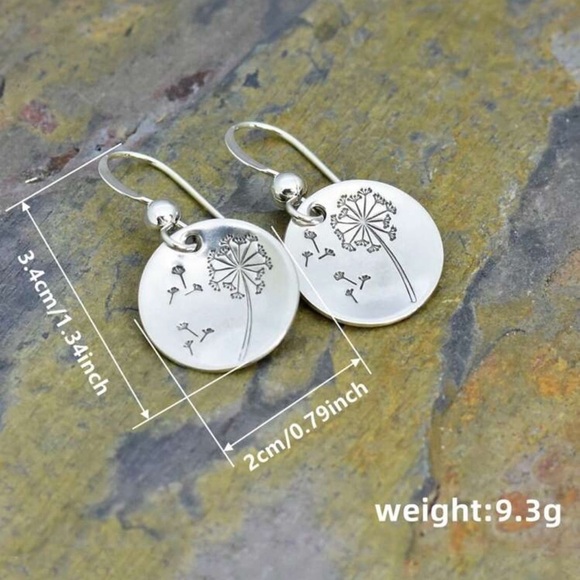 Dandelion Silver Drop Earrings - Picture 2 of 2